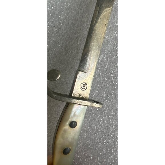 Antique Miniature Bayonet WWI Mother Of Pearl MOP Handle Marked Blade Antwerpen - Picture 5 of 5